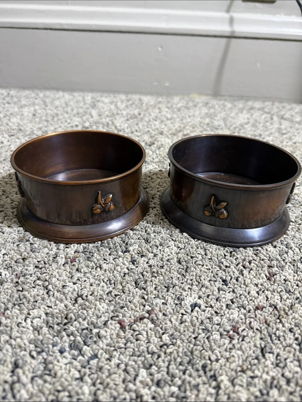 Pottery Barn Copper Decorative Bowls Candle Holders Acorn Accents 2014/2015